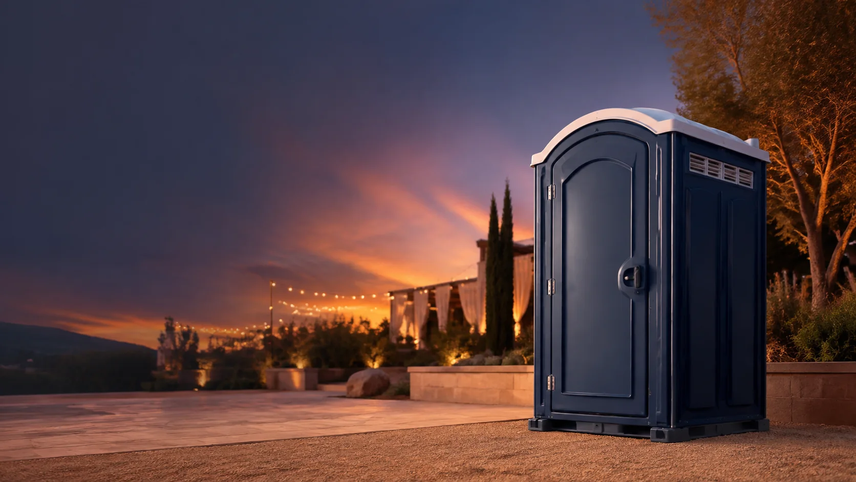 Portable restroom shown for rental planning in Champaign, IL
